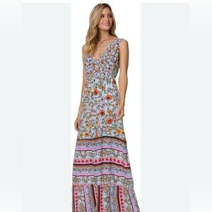 Maaji Floral Maxi Dress with Orange and Pink Patterns